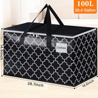 HomeHacks Heavy Duty Moving Bags with Tag Pockets, Collapsible Storage Totes for Moving, Camping & Travel -Foldable Packing Boxes, Zipper Handles, Black（10 Packs, 100L）