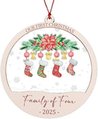 Baby First Christmas Ornaments 2026, Family of Four Ornament, Newborn Baby Gifts for Couples, Baby Announcements Ideas, First Time Parents Mom Dad Gifts, Our First Christmas Decoration Ornament