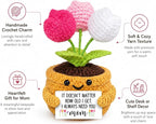Velyra Tulip Crochet Doll, Handmade Style Emotional Support Plush Toy Figure, I Always Need You Mom Positive Flower Pot Doll, Mother's Day Birthday Gift from Daughter Son, Desk Shelf Decor