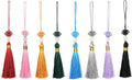 Beautyflier 24PCS Chinese Knot Tassel Pendant for Phone Case, Mini Mala Tassels with Hanging Loop, Jade Beads and Charms for Home Office Decor, Car Hanging Decoration, Graduation (8 Colors #2)