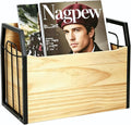 Wood Magazine Holder, Rustic Magazine Storage Rack Floor, Decorative File Book Organizer Basket for Desktop, Newspaper, Mails, Files (Recommend Drill Installation)