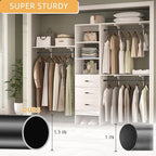 Closet Rods for Hanging Clothes, 1.3 Inch Diameter Heavy Duty Closet Rod 17-28 Inch Adjustable, Metal Closet Poles for Hanging Clothes, Matte Black Bar for Closet, Wardrobes, Bathroom, Windows