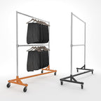 Econoco Commercial Garment Rack - Rolling Clothes Rack, Heavy Duty (Z Rack with Add On Hang Bar, Orange)