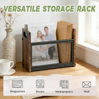 Magazine Rack & Holder, Mesh Magazine Rack Floor, Multi-Purpose Storage Organizer for Magazines, Books, Newspapers, Mail, Tablets | Magazines Storage Basket for Home, Office, Bathroom, Vintage Brown