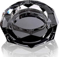 Coomin 5.9in Bigger Crystal Glass Ash Tray, Sparkly Cigarettes Cigar Ashtray, Cool Ashtrays for Smokers Indoor Office Home Desktop Tabletop, Gifts for Men, Black