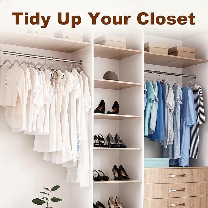 HOUSE DAY Heavy Duty Plastic Hangers 30 Pack, Non Slip Clothes Hangers with Rubber Pads and 360° Hook - Thin 0.2 Inch, Space Saving Coat Hanger Grey, Closet Organizer for Shirt, Pants, Suit, Skirt