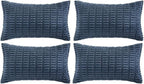 Fancy Homi 4 Packs Decorative Throw Pillow Covers for Living Room Couch Bed, Modern Farmhouse Boho Home Décor Accent Cushion Case, 20" x 12", Dusty Blue