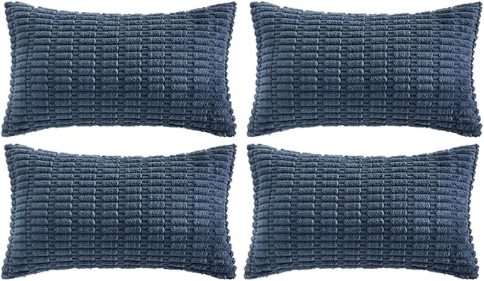 Fancy Homi 4 Packs Decorative Throw Pillow Covers for Living Room Couch Bed, Modern Farmhouse Boho Home Décor Accent Cushion Case, 24" x 12", Dusty Blue