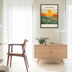Yayoi Kusama1986 Wall Art Japanese Gallery Exhibition Wall Decor Yayoi Kusama Poster Abstract Landscape Canvas Print for Japanese Home Bedroom Decorations Artwork24x36in Black Framed