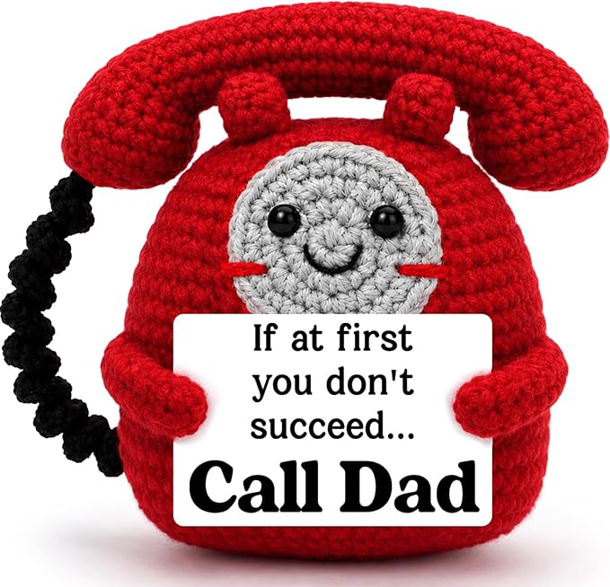 Belatelove Funny Fathers Day Dad Gifts from Daughter Son, Handmade Crochet Telephone Doll, Humorous “Call Dad” Birthday Gift for Father, Unique Dads Appreciation Gift for Father Papa Stepdad