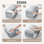DIMJ Comforter Storage Bag 6 Pack - Blanket Storage Organizer Compression Bags, Large Capacity Ultra Space Saving Self Compression Organize for Bedding, Pillow, Duvet, Sheet Storage with Zipper Window