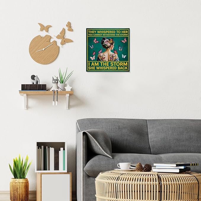 Motivational Wall Decor, Inspirational Quote Wall Art, Vintage Hippie Home Sign Boho Decor, Positive Affirmations Gifts for Women Girls Framed Posters Art Work for Office Bedroom, 8 x 8 Inches