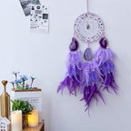 KHOYIME Agate Dream Catcher, Handmade Feather Dreamcatcher with Healing Crystal Stone Natural Gemstone Dream Catchers, Wall Art Hanging Decor Home Ornaments Craft Gift for Girls Adult Bedroom (Purple)