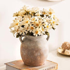 Ceramic Flower Small Vase 6 inch Farmhouse Rustic Vase Decorative Pottery Terracotta Vases for Home Decor Table Mantle Fireplace Living Room Bathroom Wedding Centerpiece