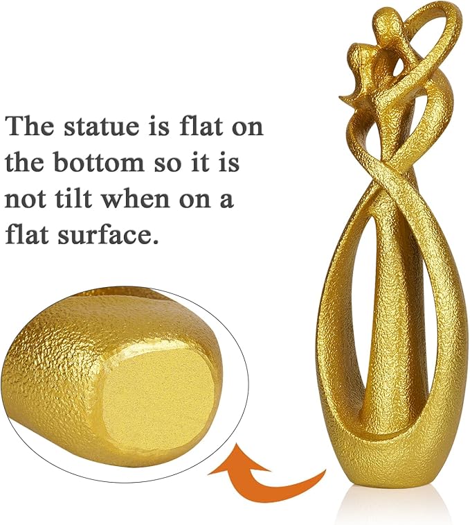 Trycooling Kissing Lovers Statue Abstract Sculpture Resin Statues for Home Decor Modern Home Office Desktop Shelf Bookshelf Decor (Gold, Large)