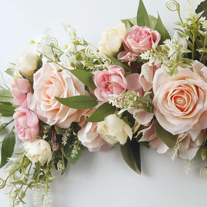 BFYDOAA Rose Swag Flowers,Wedding Arch Flowers Artificial Rustic Flower Swag Green Leaves Rose Peony Door Wreath for Wedding Arch Front Door House Wall Decoration