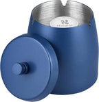Smokeless Ashtrays for Cigarettes Indoor Outdoor Ash Tray Sets for Cigarettes Outdoor Windproof Cute Home Outside Metal Ashtrays with Lid for Patio, Blue, Medium