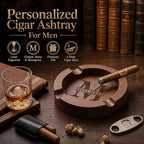 Cigar Ashtrays for Men Personalized Walnut Cigar Ash Tray for Outdooor Custom Name Wooden Ashtray Father's Day Christmas Engraved Monogramed Ashtray Gifts for Husband Dad Groomsmen Papa Grandpa