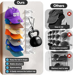 Hat Organizer for Baseball Caps Wall, 2 Pack Hat Holder for Closet Door Hold up to 16 Hats,Hat Hook with Adhesive and 8 Screws, Hat Hanger Cap Holder Hat Hangers for Wall Closet Door Bedroom(A-White)