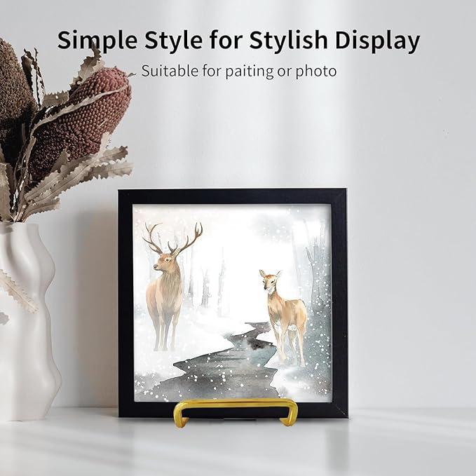 3 Pack 8 inch Metal Plate Stands for Display, Plate Holder Pictures Frame Easel Display Stand, Tabletop Picture Stand, Iron Easels for Display Photo Frames, Plates, Vinyl Record，Book, Sign（Gold）