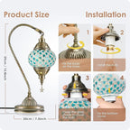 Yarra-Decor Turkish Moroccan Lamp with Bronze Base 3-Way Color Changing Handmade Swan Neck Tiffany Mosaic Glass Bedside Lamps for Bedroom (LED Bulb Included) (Colorful4)