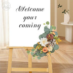 Odouzy Artificial Wedding Arch Flowers for Wedding Sign,Set of 2 for Wedding Welcome Ceremony Sign,Faux Floral Swags,Wedding, Banquet and Reception Backdrop Floral Decoration (Coffee Orange)