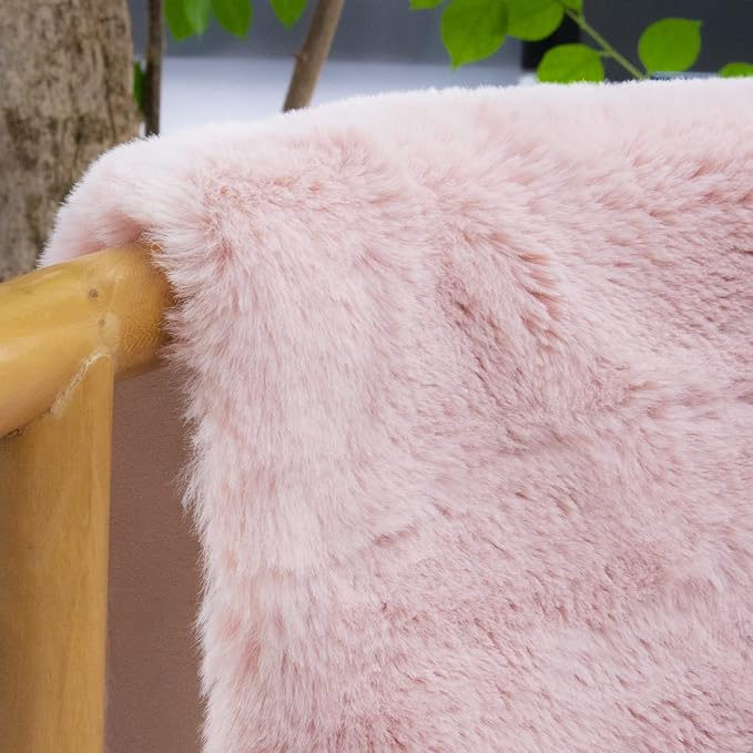 Shag Rug 6x9 Area Rugs for Living Room Pink Fuzzy Washable Faux Rabbit Furry Fur Rugs Bedroom Nursery Rug