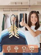 HOUSE DAY Space Saving Hangers, Black, 8 Pack, Collapsible Closet Organizer, Smart Hangers Plastic, Space Saver Hangers with 5 Holes, Sturdy Closet Organizers and Storage