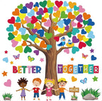 Adduster 108 Sheet Tree Bulletin Board Set - Classroom Tree Bulletin Board Set Heart Cutouts Classroom Bulletin Wall Decor Supplies for School Elementary Teacher Chalkboards (multi-colored)