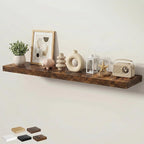 Floating Shelves for Wall 55 in x 9.3 in Deep, Wall Mounted Rustic Wood Shelf with Invisible Brackets for Storage & Display, Living Room Bedroom Bathroom, Brown, 1 Pack