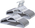 Heavy Duty Hangers 30 Pack, Plastic Clothes Hangers Non-Slip, 0.2'' Slim, 360° Swivel Hook, 16.5 Inches Wide, Thin Space Saving Hangers for Suit, Shirt & Pants, Light and Dark Gray