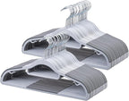 Heavy Duty Hangers 30 Pack, Plastic Clothes Hangers Non-Slip, 0.2'' Slim, 360° Swivel Hook, 16.5 Inches Wide, Thin Space Saving Hangers for Suit, Shirt & Pants, Light and Dark Gray