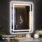 LOAAO 23.6"x31.5" LED Mirror for Bathroom, Lighted Bathroom Mirror with Lights, Anti-Fog, Dimmable, Memory Function, Clear Reflection