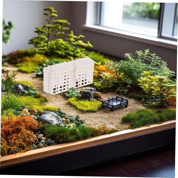 Yardwe Miniature Apartment Building Model Table Miniature Building with Lifelike Details for DIY Landscaping and Decoration
