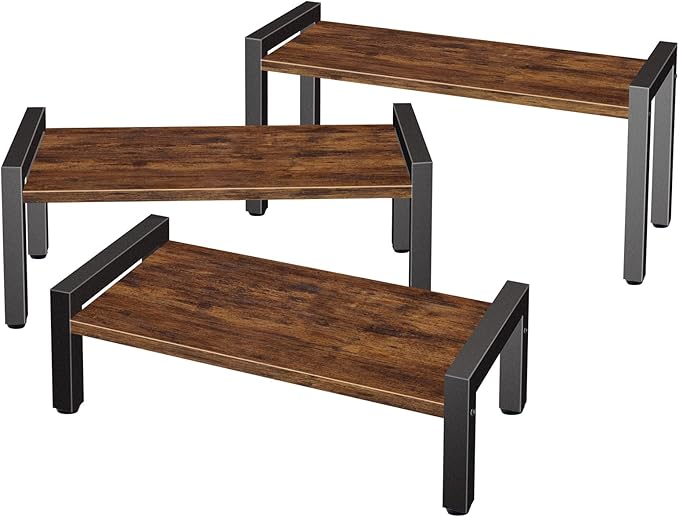 Wood Risers Display Stands & Cupcake Stand, 3 Tier Stepped Display Shelf for Perfume Collectibles, Buffet Risers Tiered Tray Stand & Serving Tray for Food Desserts Vendor Events Party Decor