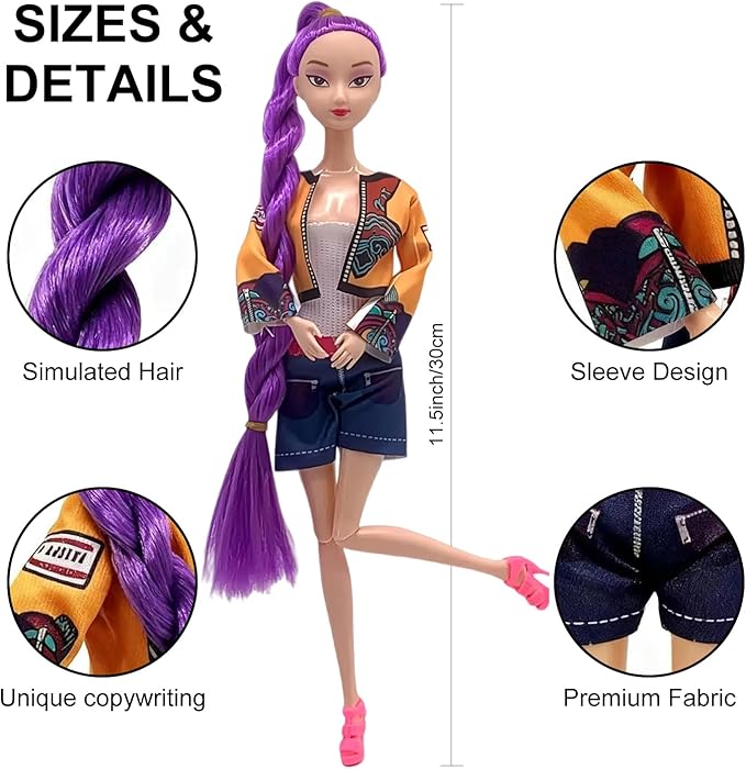2025 New Korean Idol Dolls Set with Trendy Outfits,Singer Doll Merch Christmas Decorations Gifts (Multicolor-3PCS)