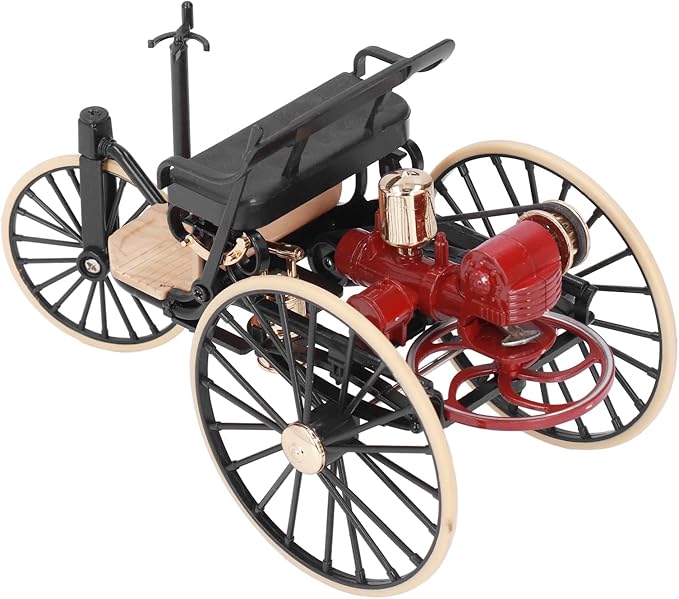 Fdit Retro Alloy Tricycle Ornament High Simulation Classic Car Model 1:12 Scale Decoration for Home, Ideal Model Collectors, Suitable for Wine Cabinet Entrance Decor, Durable and Sturdy Design