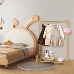 Baby Clothes Organizer, Kids Dress Up Storage Rack, Small Clothes Rack with Metal Storage Shelf, Kids Closet Organizers, Baby Closet (Gold)