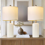 G-SAFAVA 20.5" Small Table Lamps for Living Room Lamp Set of 2 Ceramic Lamps for Bedroom Bedside Lamps Modern Boho Lamps for Night Stands Farmhouse Nightstand Lamp Side End Table Lamp, White