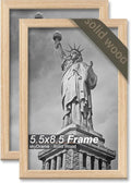 Natural Solid Wood 5.5x8.5 Picture Frame, Display 5.5 x 8.5 Inch Picture Poster Photo, Vertical & Horizontal Wall Hanging - 2 Pack/Natural/5.5"x8.5"