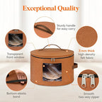 Lifewit Round Cowboy Hat Box for 7 Caps, Large Felt Hat Organizer Bag for Men&Women Storage, Baseball Cap Container with Lid for Travel, Foldable 16.5" Dx10.6 H Carrier, 37L Each, Brown 1 Pack