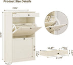 Shoe Cabinet with 2 Flip Drawers, Slim Freestanding Hidden Shoe Organizer with Drawer, Pet-Proof Shoe Storage Cabinet for Entryway Living Room Behind The Door, Light Oak