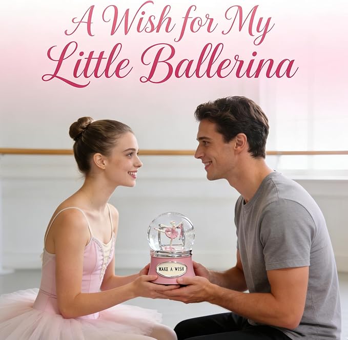 Ballerina Snow Globes Christmas Music Box, Rotating Ballet Dance Musical Snowglobe for Girls, 100MM Water Globe Plays Fur Elise Melody, Gifts for Women Dancers Friends