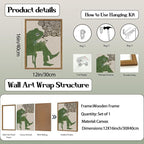 Funny Frog Smoking Wall Art Whimsical Green Frog Wall Decor Painting Cute Animal Bar Cart Poster Canvas Prints for Bedroom Living Room 12x16 inch Wood Framed