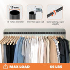 Closet Rod 30-51 Inches, Adjustable Heavy Duty Metal Black Closet Rods for Hanging Clothes 1.3 Inches Diameter for Wardrobes Laundry