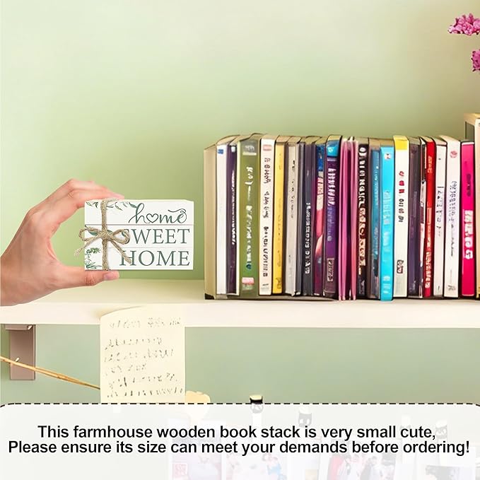 Mini Decorative Books for Home Decor, Small Rustic Wood Book Stack for Table Decor, Home Sweet Home Books for Living Room Bookshelf, Farmhouse Stacked Book Decorations (L33)