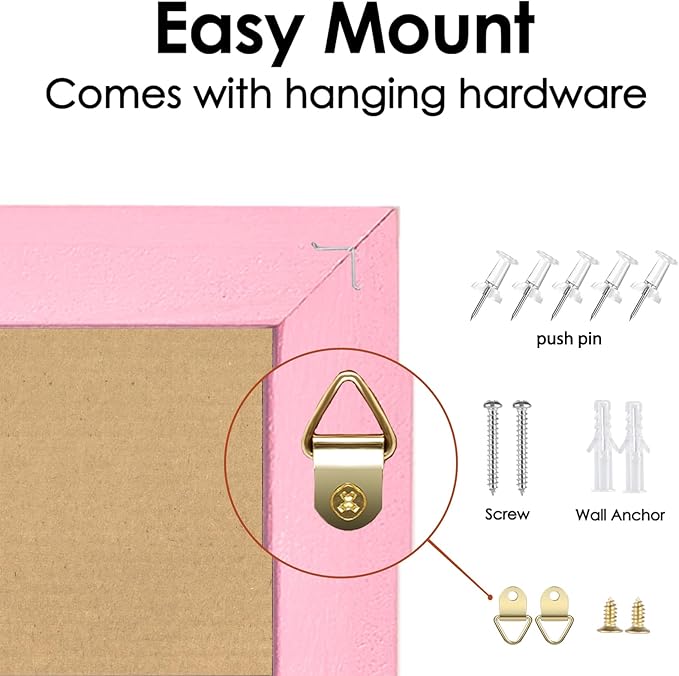 Linen Bulletin Board,13"x17" Pink Wood Frame Bulletin Boards,Beige Linen,Small Pin Board for Home Kitchen Office Decorative(PK-3343)