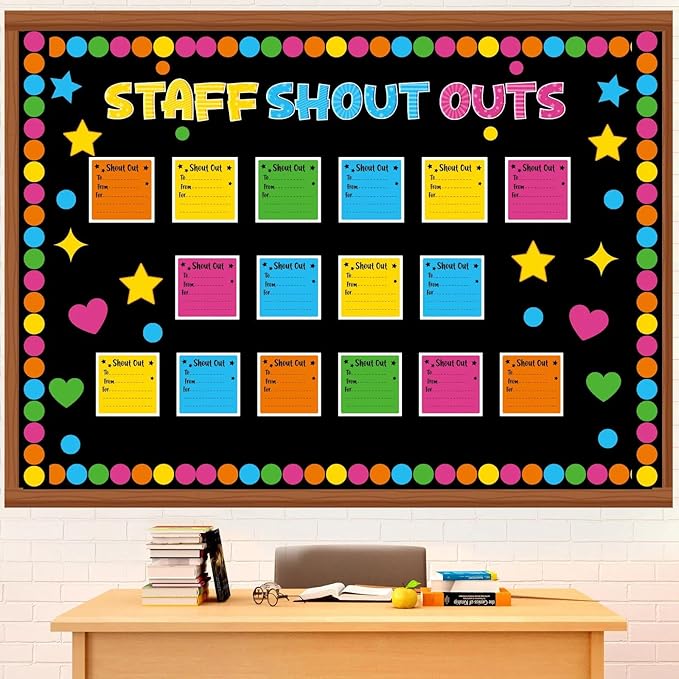 Pajean Staff Shout Out Bulletin Board Decorations Employee Shout Out Classroom Decor Attendance Bulletin Board Set with Appreciation and Recognition DIY Craft Cutouts for Welcome Back School Supplies