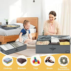 4-Inch Under Bed Storage Containers (3-Pack) | Sturdy Sidewalls | Clear Cover & Label Holder | Underbed Organizer for Crib/Couch | Stores Clothing/Blankets/Wrapping Paper/Toys