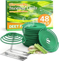 FIRIK Citronella Coils, 48 Pack Citronella Incense Coil with 2 Holders, Natural Lemongrass Fagrance, for Indoor and Summer Outdoor Patio Camping Trip Garden Gathering